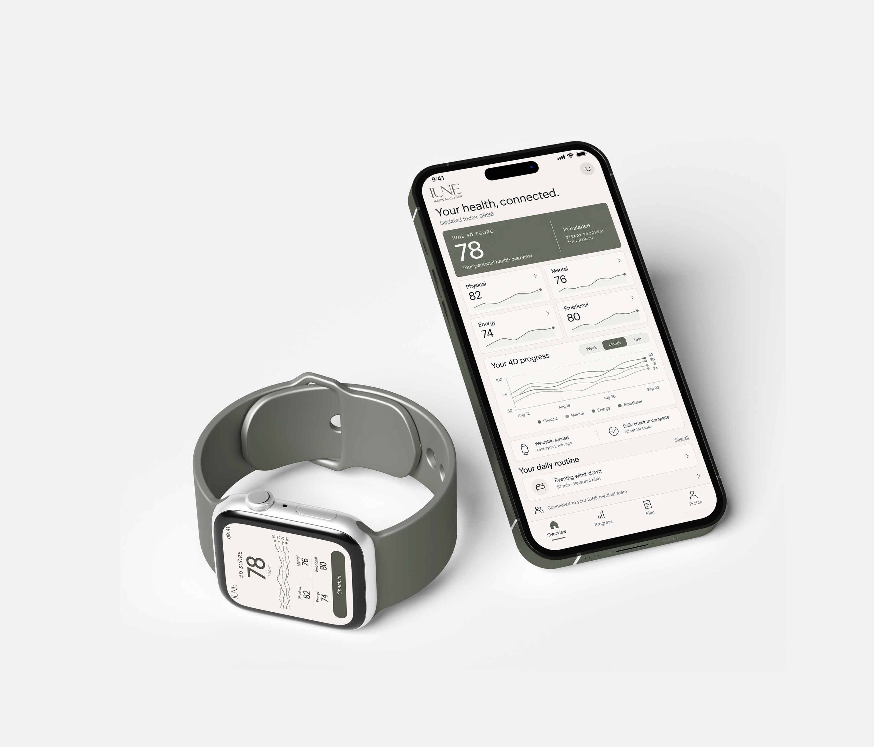 Konzept: IUNE Score auf Smartphone und Smartwatch